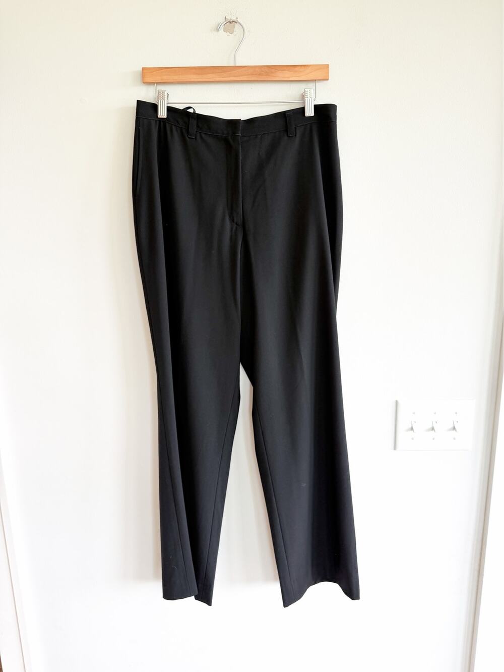 Jil Sander Vintage Wool Blend High Rise Straight Leg Trouser Pant Black 44